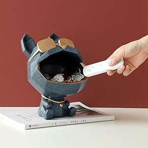 N / C Cool Dog Figurine Big Mouth Dog Storage Box Decoration Ornamental Resin Art Sculpture Figurines Home décor Gift Decorative(Texture Blue)