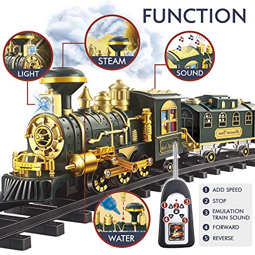 Train Set Toy With Remote - Upgraded Large Size Electric Train Toy Set With Dinosaurs, Battery-Powered Steam Locomotive Engine, Cargo Cars & Tracks, Gift Toys For Age 3 4 5 6 7 8+ Kids, Assorted #TOP3