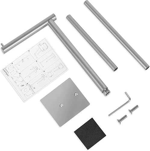 Miniatura 7 de Soporte de papel higiénico plateado para baño, soporte de papel higiénico independiente con estante de almacenamiento de papel higiénico de reserva,