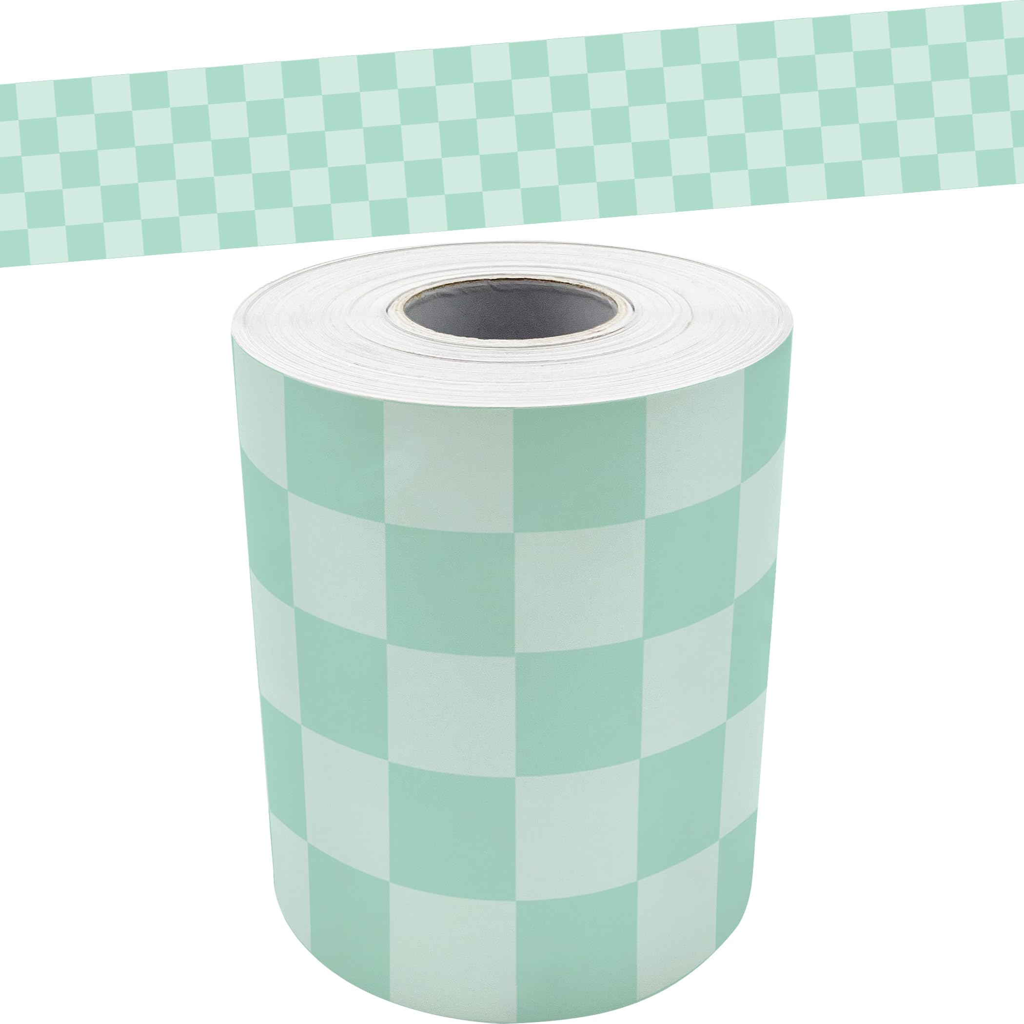 Teacher Created Resources Cool for School Green Checkers Straight Rolled Border Trim - 50ft - Decorate Bulletin Boards, Walls, Desks, Windows, Doors,