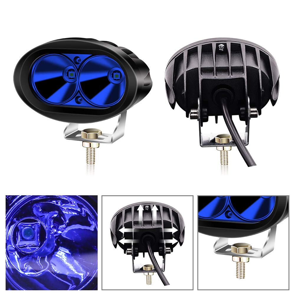 LED carretilla elevadora luz 20W azul luz de seguridad, 2PCS almacén luz de advertencia de seguridad motocicleta conducción niebla luz de trabajo 12-80V para coche todoterreno camión Tractor