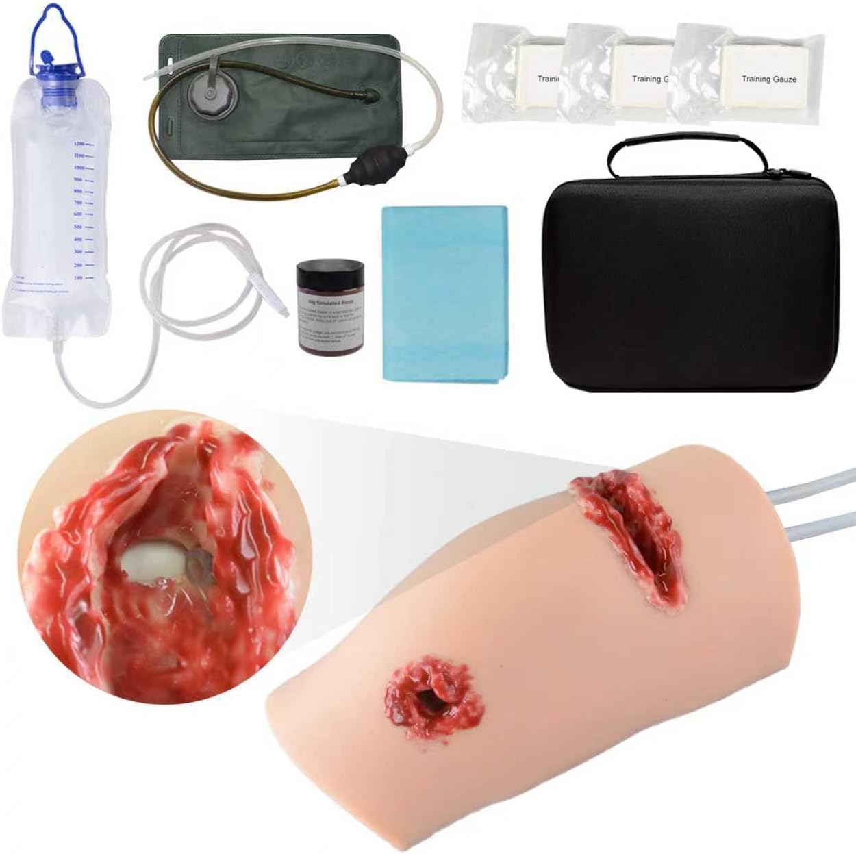 Knee Wound Packing Trainer with Simulated Bone, Stop The Bleed Practice Kit, Wound Simulator Trainer, Bleeding Control Trainer, Multitask 2-in-1 First Aid Training Kit