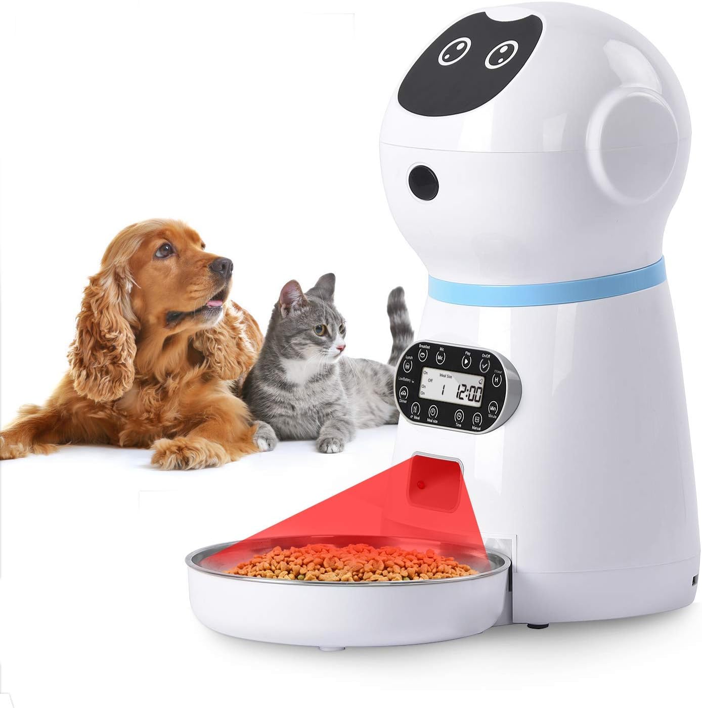 NautyPaws Automatic Cat Feeder, Automatic Pet Feeder Stainless Steel 118oz/3.5L, Timer Programmable Dog Feeder with Voice Recorder & Speaker, Portion Control Up to 4 Cups Meal/Day