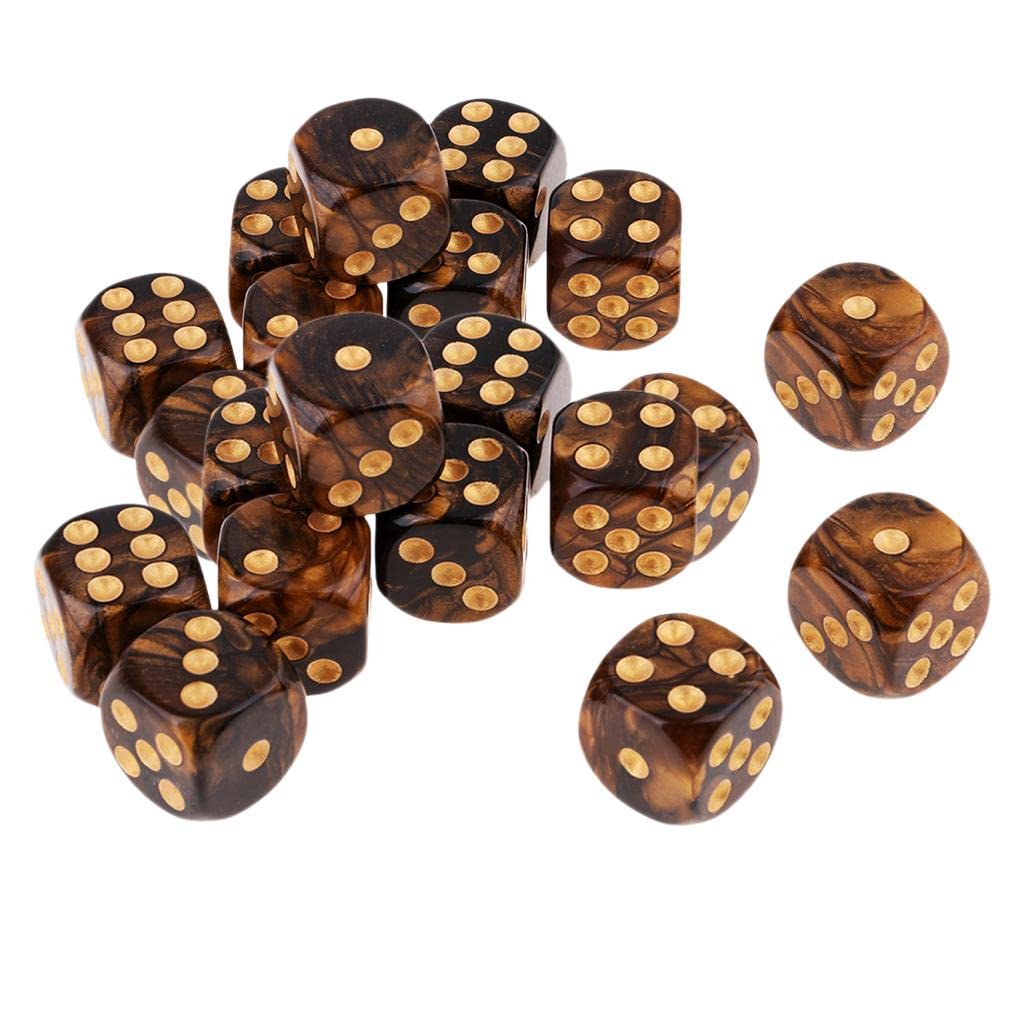 ATORSE Toy 20 Pcs 6-Sided 16mm Resin Table Game Dice Set Golden Black with Golden Pips-Toys & Hobbies-Games-Role Playing Games-Dungeons & Dragons-Accessories & Dice-image-48