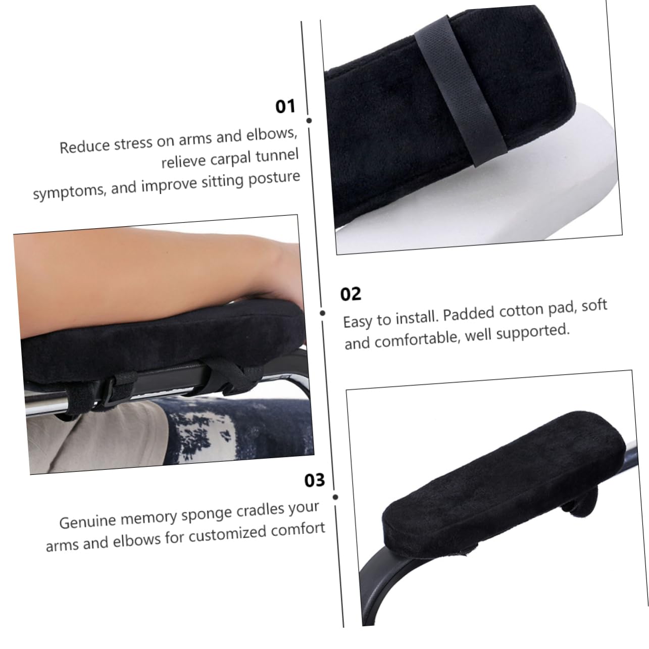 Lurrose 2 Paires D'Oreillers De Coude en Éponge À Mémoire De Forme Coussinets D'Accoudoir Confortables Coussinets D'Accoudoir De Chaise De Bureau Coussinets D'Accoudoir Ergonomiques