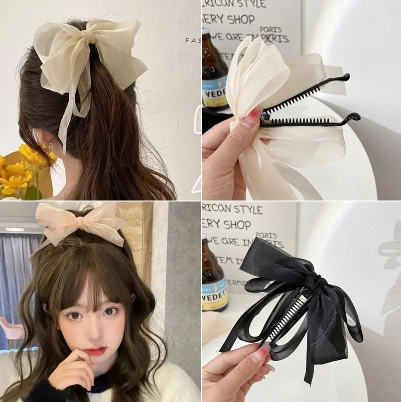 Set de 2 pinzas para cabello con diseño de lazo miniatura 6