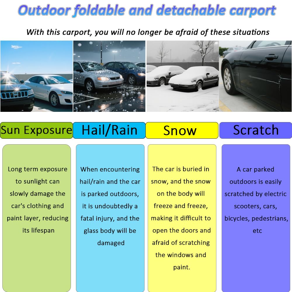 Carport Abri Voiture, Garage Pliant Mobile Semi - Automatique, Folding Mobile Voiture Exterieur, Verrouillable, Durable, Tente De Auvent D'auto (Gris 5.5 x 2.5 x 2.3 m)