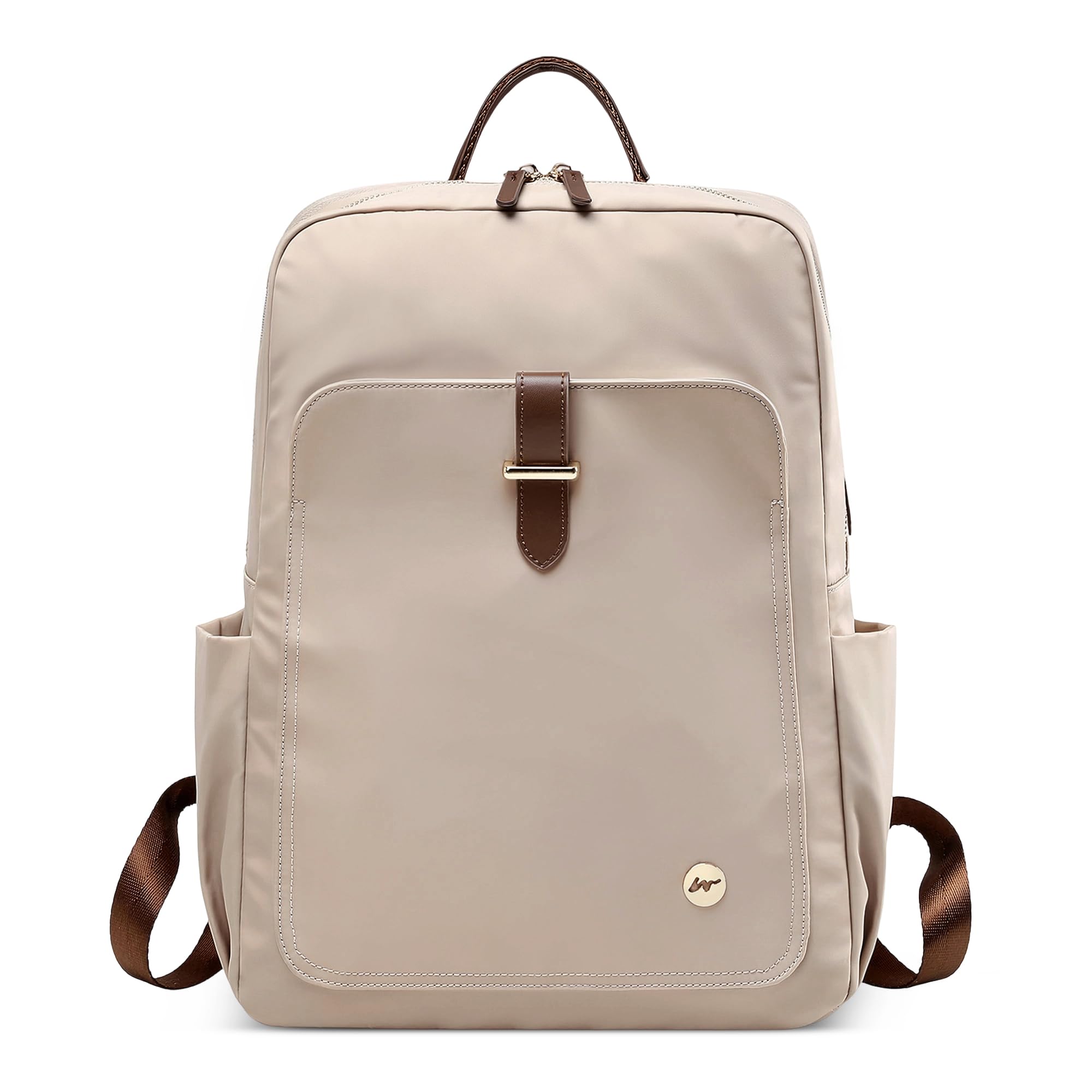 Mochilas Mujer Casual Moda Bolso de Señoras para portátil de 15,6 Pulgadas con Mango Bolso de la Universidad Escuela Viaje Trabajo Impermeable Nylon Bolso de Mujer Blanco