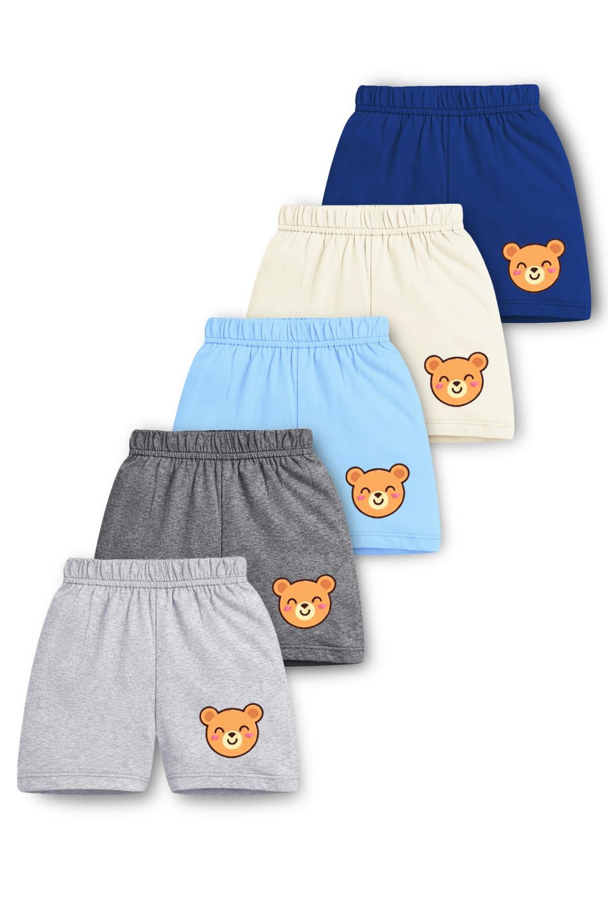Boys Printed Shorts Pack of 5 | Kids Elastic Waist Casual Summer Wear-image-0