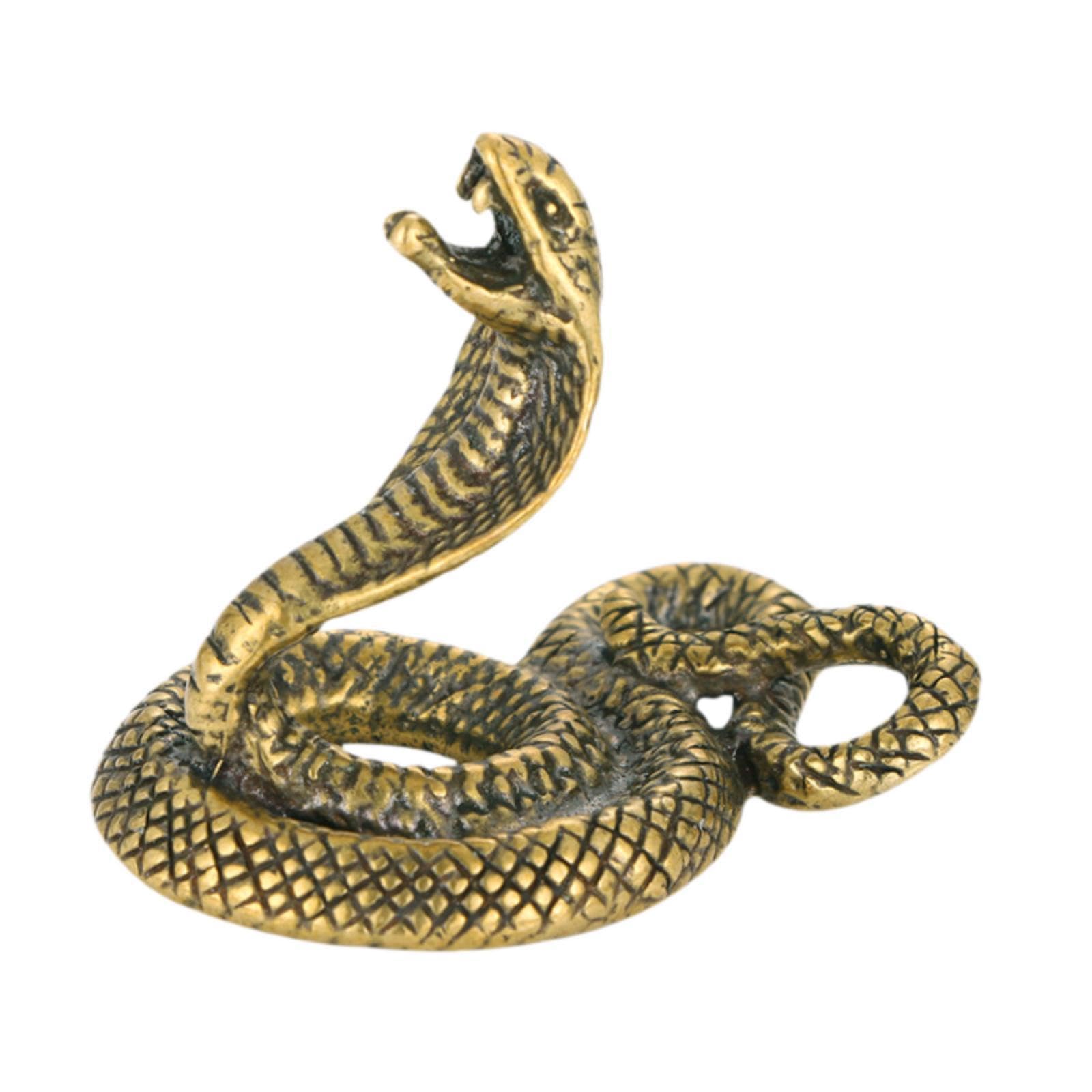 Pixzcsa Elegant Snake Year Brass Sculpture Collectible Ornament For Office Or Fireplace Decor Miniature Snake Statue Fireplaces