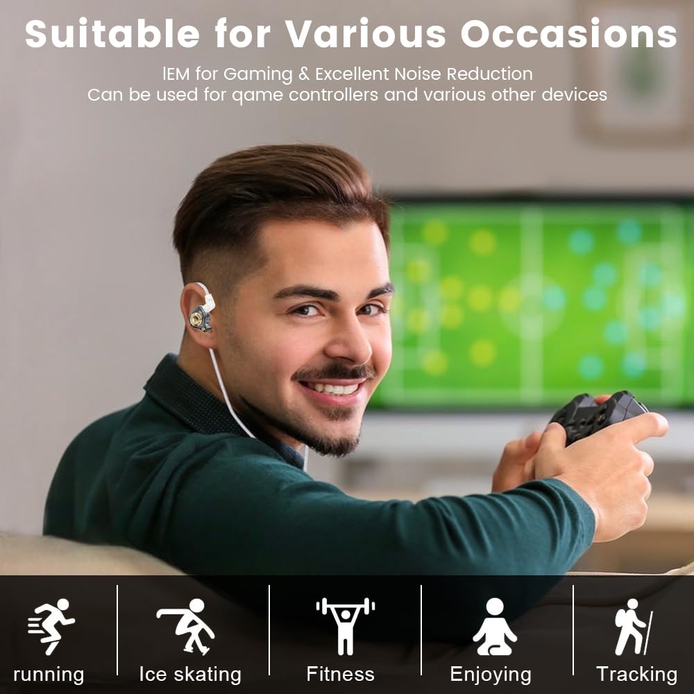 Qkz Ak6 Lucky in Ear Monitor, przewodowe słuchawki HiFi, Tunable Dźwięk, przewodowe słuchawki douszne do gier z 3-stopniowym przełącznikiem regulacji, odłączany kabel do gier, połączeń wideo