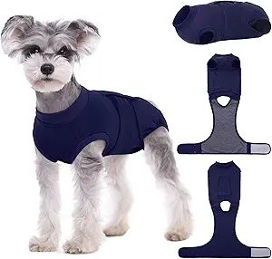 Kuoser Dog Surgery Suit Female Spay, Dog Recovery Suit Male Neuter, Puppy Clothes Onesie for Surgery Anti Licking Abdominal Wounds Pet Surgical Recovery Bodysuit Shirt, Substitute E-Collar & Cone