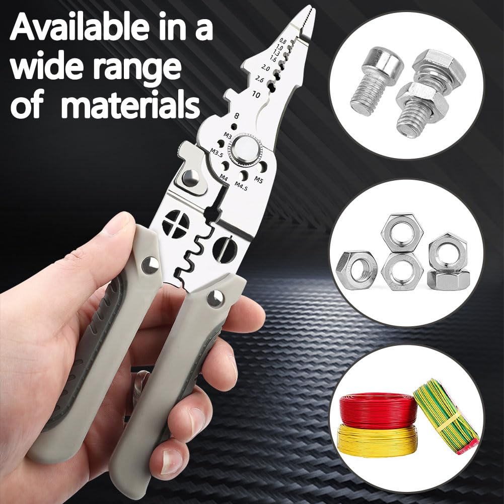 SHUNCHG Multifunctional Wire Stripper Crimper Cable Cutter Pliers, Wire Strippers Electrical - Image 3