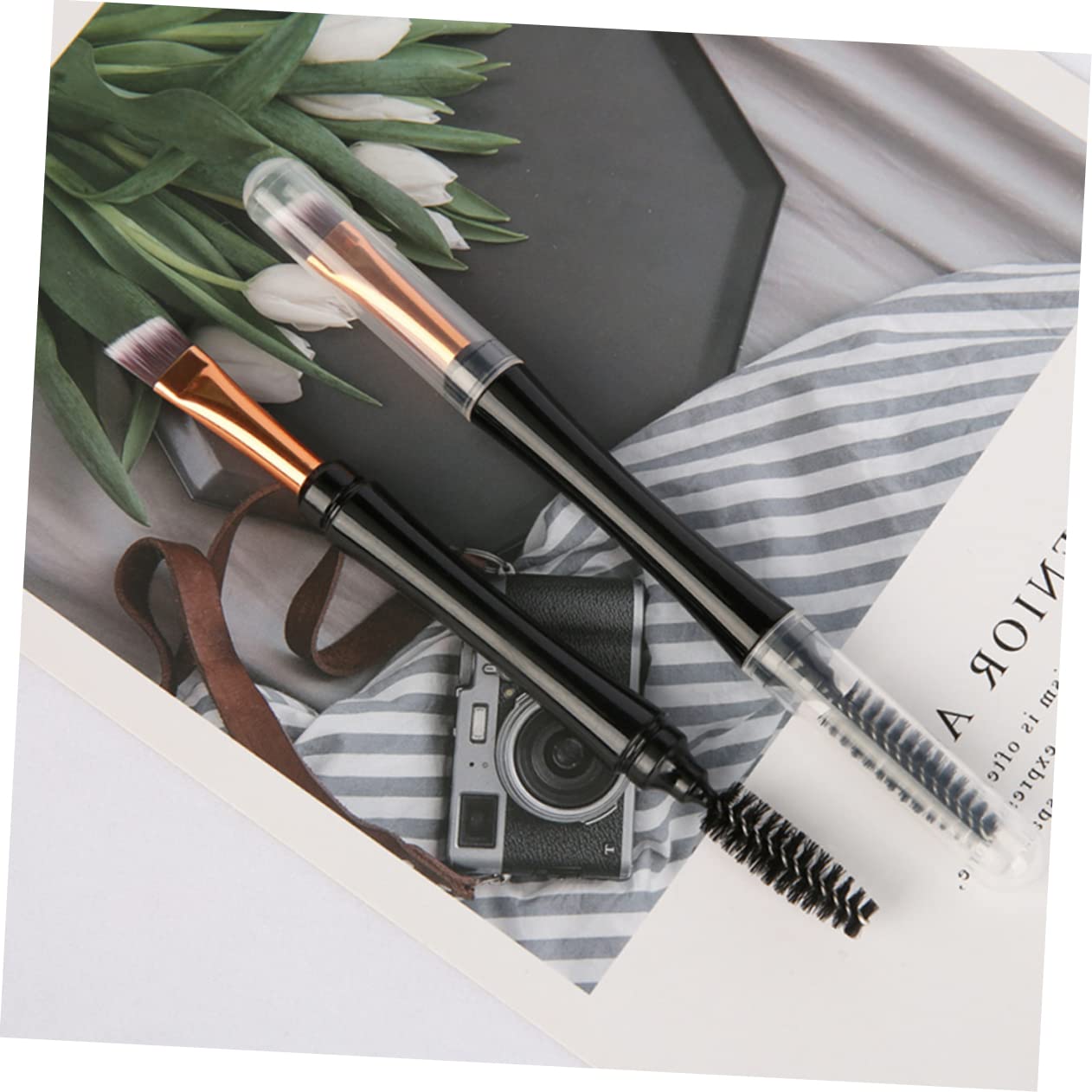 Didiseaon Dual Purpose Makeup Tools Double Ended Mascara Brush Brow Spoolie Travel-size Comestics Brush Set for Women