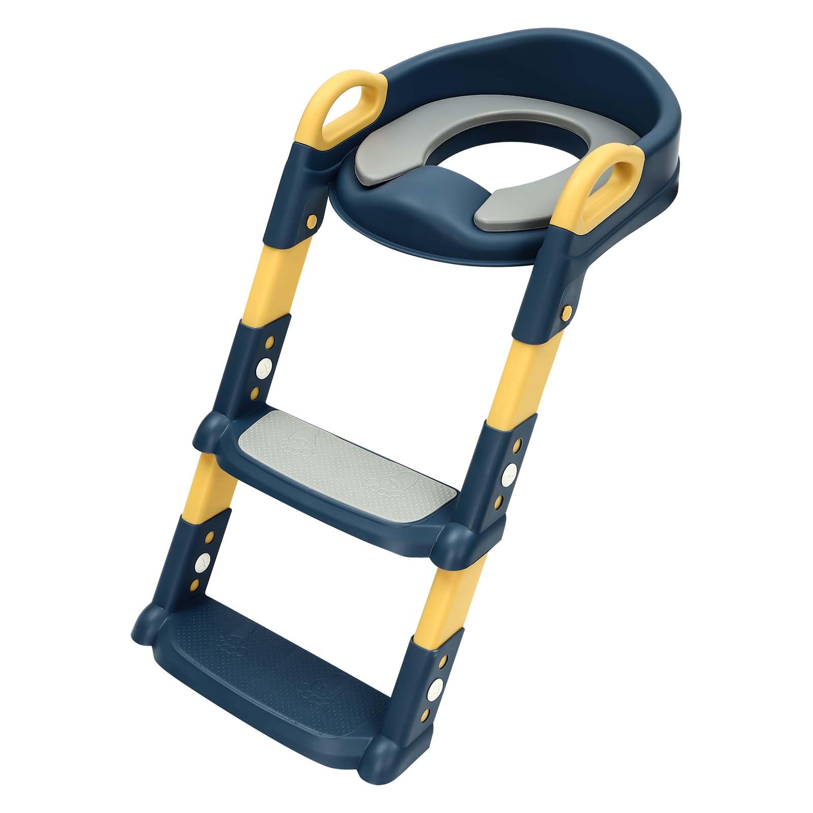 Sedile WC con scala per bambini, sedile WC a gradini per bambini, trainer per WC, scala per WC per bambini, altezza regolabile, blu