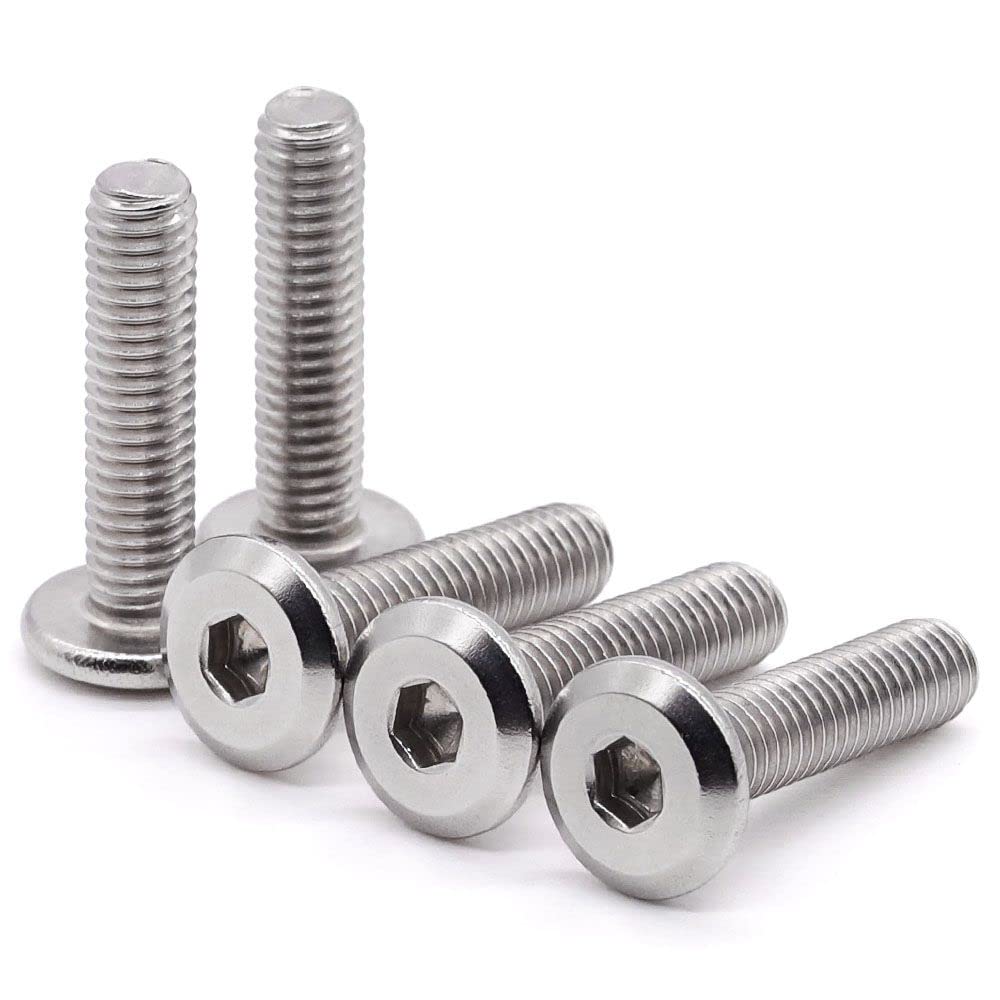 Glvaner M10-1.5 x 25mm (10 Sets) Flat Head Hex Socket Cap Screws and Nuts, 304 Stainless Steel 18/8 Binding Screws with Lock Nuts, Full Thread,