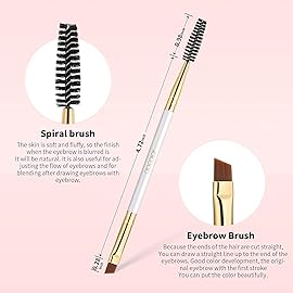 Docolor Eyebrow Brush Duo Eyebrow Spoolie 3Pcs Professional Angled Eye Brow Brush Perfect for Lining and Shaping Brows, Spoolie for Brows or Lashes White