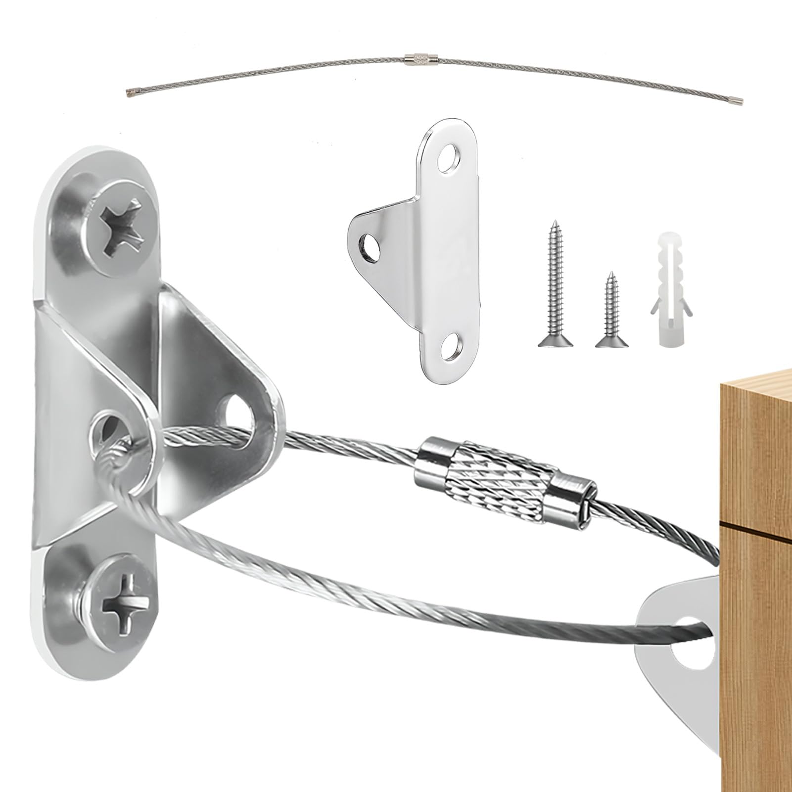12Pcs (6Sets) Furniture Wall Anchor for Baby Proofing Anti Tip Metal Furniture Straps for Pet Protecting Wardrobe Wall Safety Fixing Anti-Shedding for Secure Bookshelf TV Cabinet Cupboard Flower Stand