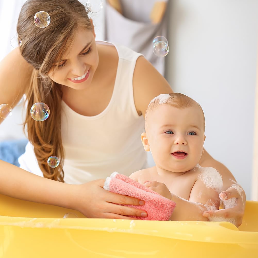 Aolso Serviette de Visage Bebe, 6 Pièces Gants de Toilette en Flanelle en Coton Bio, Petites Mini Lingettes en Coton Lavables Réutilisables et Pratiques pour la Toilette de Bébé