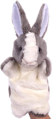 Miniatura 4 de Marionetas de mano de conejo, animales de peluche, juguetes para niños, imaginativo, juego de simulación, cuentos (gris)
