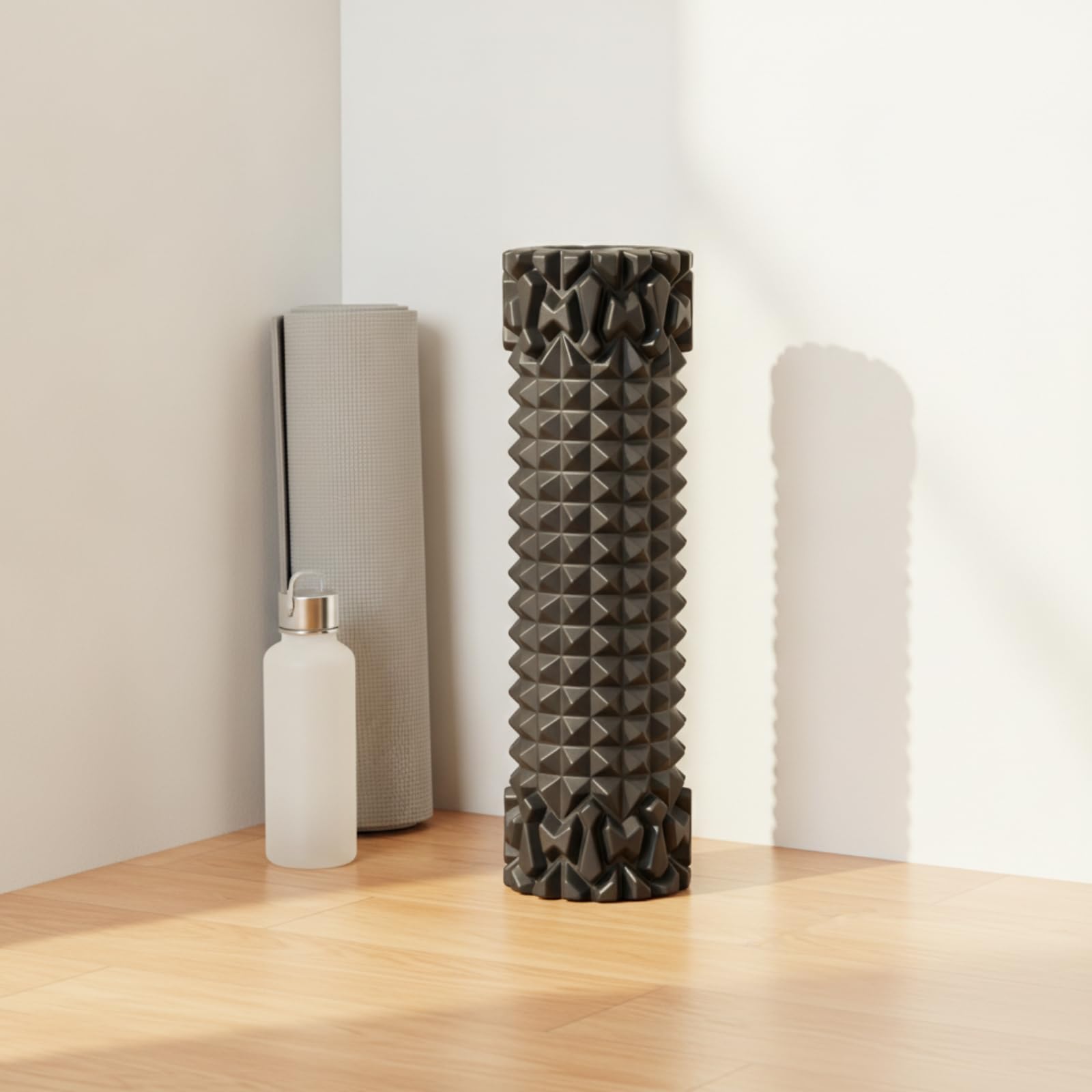 Massage-Foamroller strukturiert strukturierte Schaumstoffrolle hart dreidimensionalmassagerolle für körper, Schwarz, 50 15cm