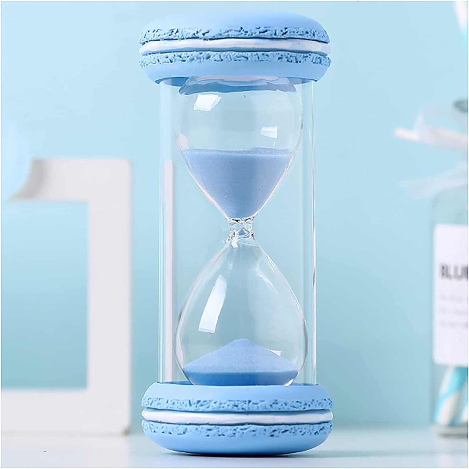 timer， Sandglass Timer,15/30 Minutes Glass Hourglass Shower Christmas Birthday Gift(Blu,15 minutes)