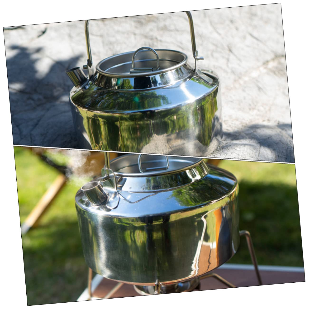 Bouilloire De Camping Théière Acier Inoxydable Ustensiles De Cuisine Portable Pour Randonnée