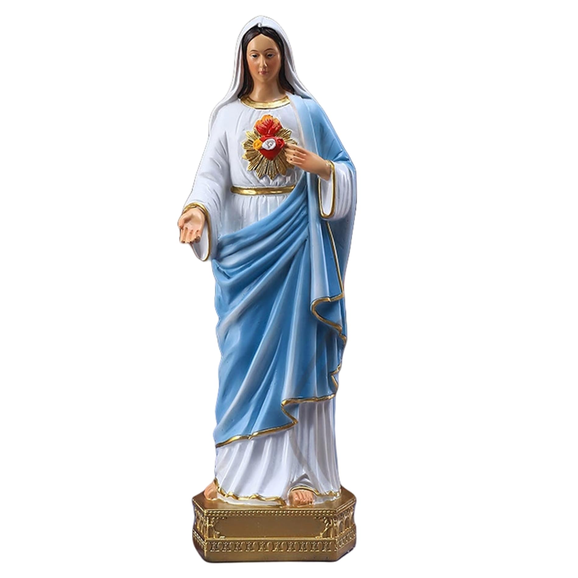 Statue Vierge Marie bénie en résine peinte avec détails soignés art sacré catholique