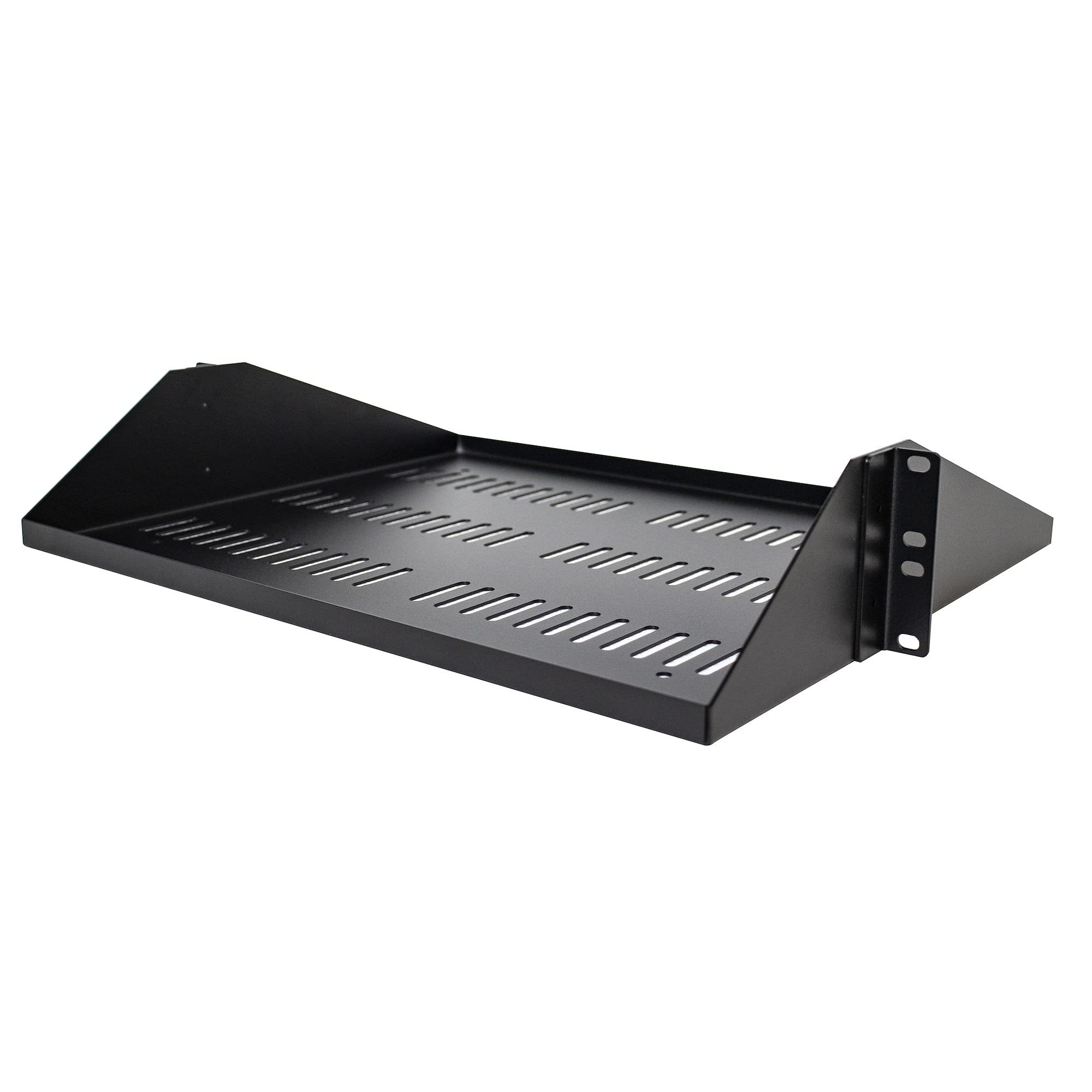 StarTech Étagère Ventilée 2U 19", 35cm, 91kg, Noir (SHELF-2U-14-CENTER-V) | Plateau cantilever universel, Rack serveur, Équipement réseau, Montage central, Acier, Noir