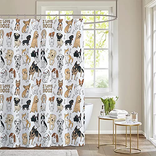 Bositigo Cute Dog Shower Curtain For Kids Girls Boys Bathroom Decor, Funny Animals Puppy Dog Lovers Gift Bathtub Curtains Set, Vintage Country For Restroom Waterproof Bath Decor Accessories 72X72 #TOP3
