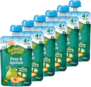 Rafferty's Garden Pear and Apricot Baby Food Pouch for Babies 4+ months, 120g (Case of 6)