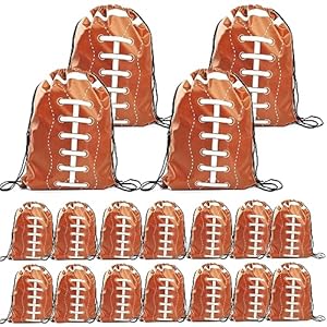 18 Pieces Football Drawstring Bag, Football Drawstring Backpacks Party Favors Cinchs Football Goodie Bags for Gym Party Favors Bags