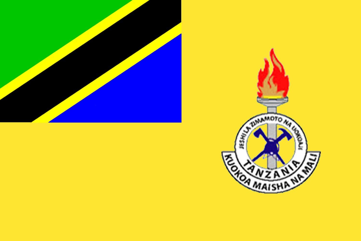 Grand drapeau Tanzania Fire and Rescue Service emblematique Jeshi la Zimamoto