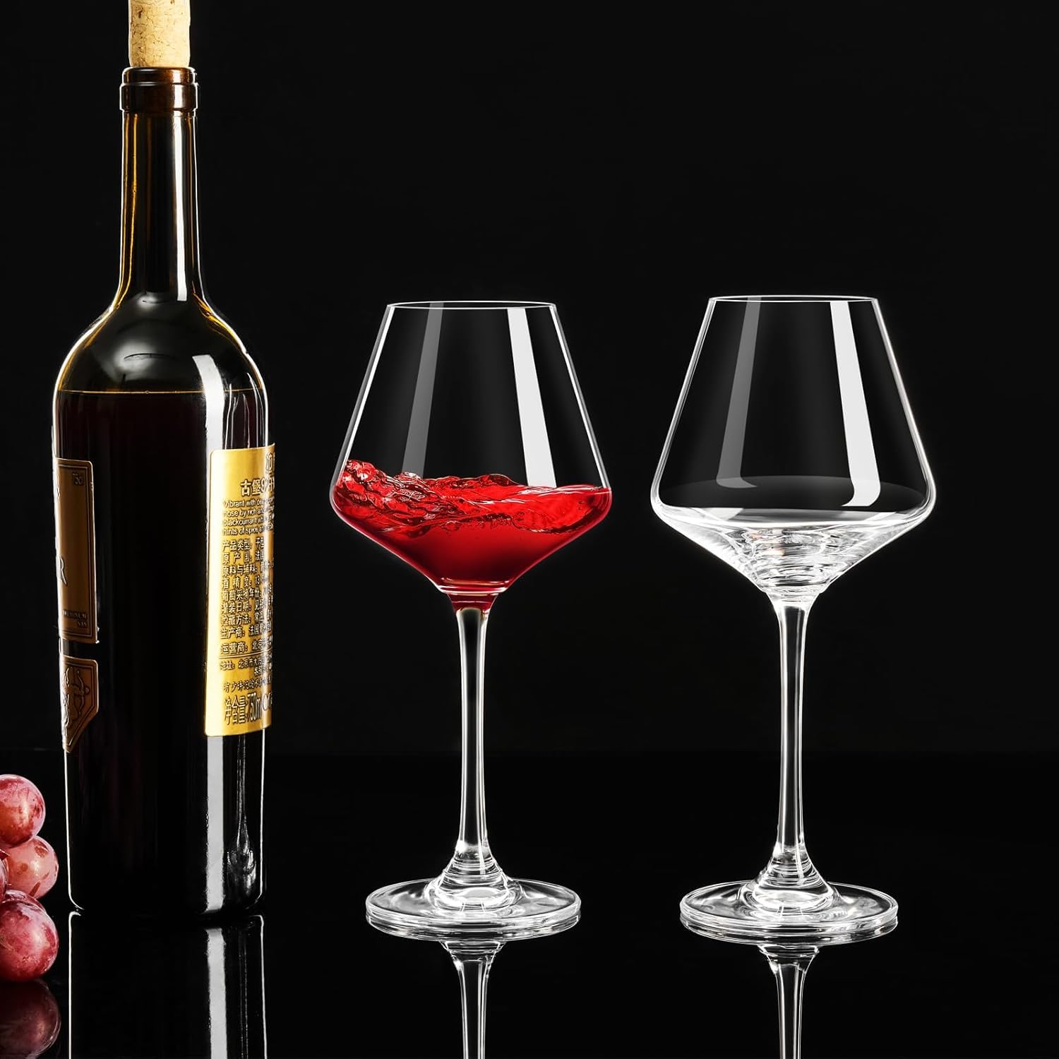 BINZO Wine Glasses - Set of 6 Burgundy Glasses -5