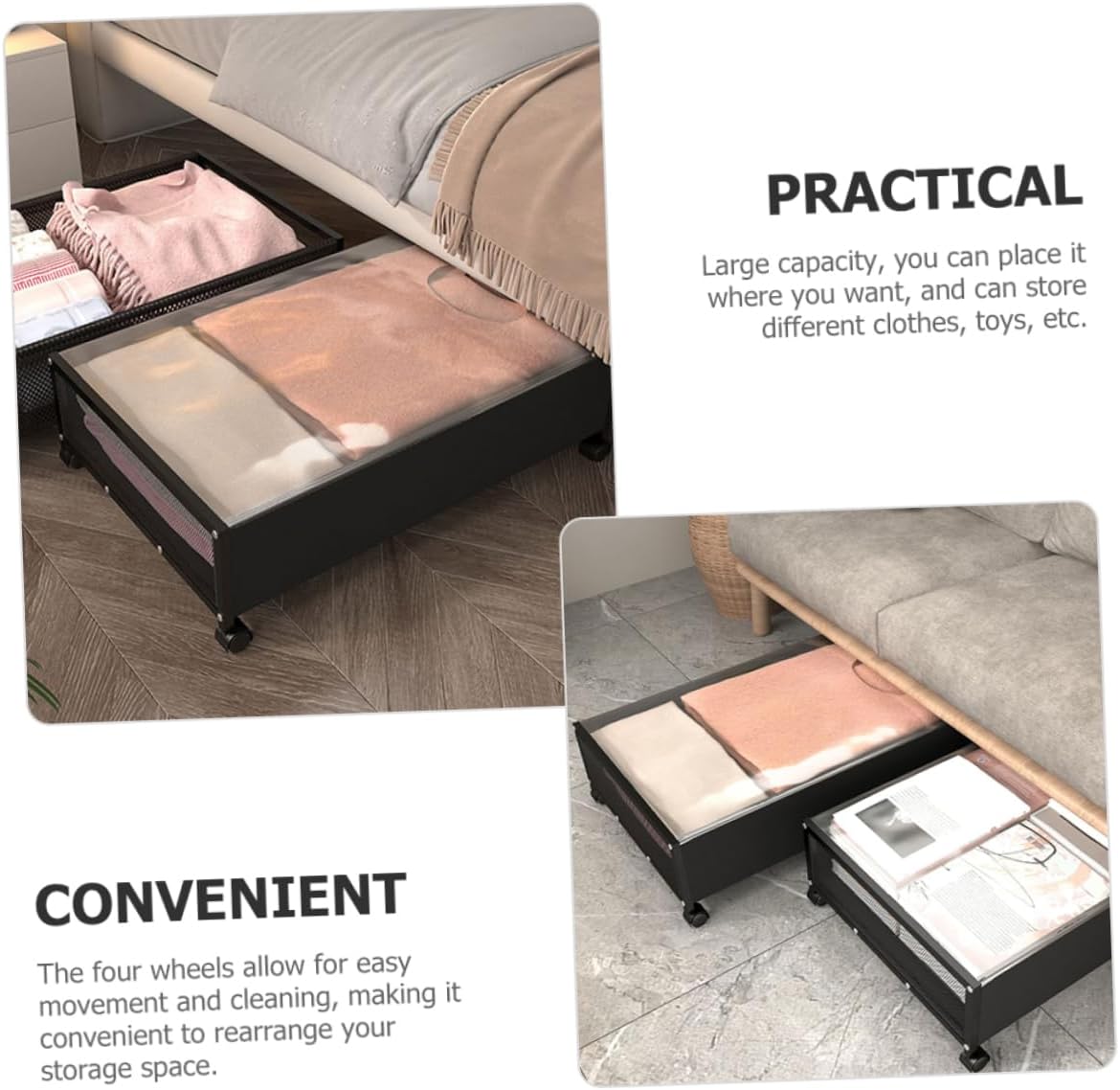 Vaguelly under Bed Organizer with Wheels Space Saving Storage Bin for Clothes Toys and Blankets Compact Sturdy Design for Living Rooms and More