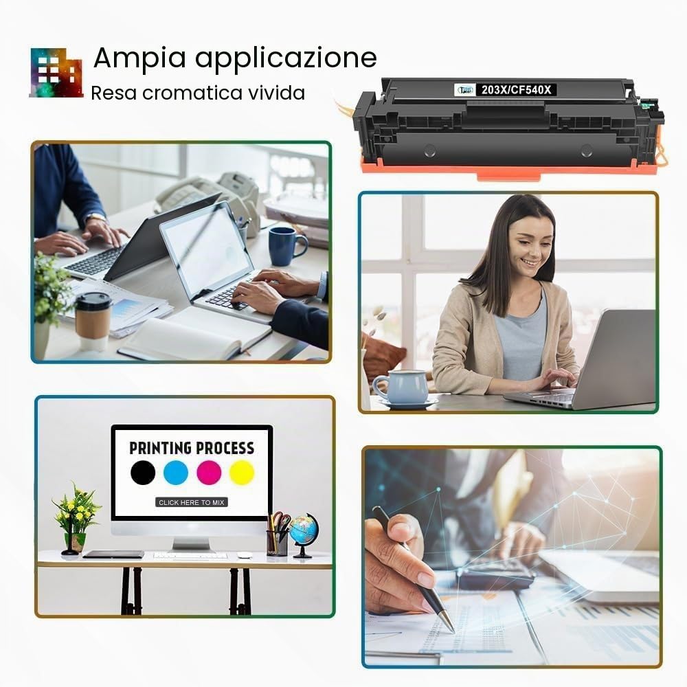 203X 203A Compatibile per HP Color Laserjet Pro M281fdw Toner | Color LaserJet Pro MFP M281fdw M281fdn M280nw M281cdw M281 M254dw M254nw M254dn M254 Nero Ciano Giallo Magenta Toner 4-Pack