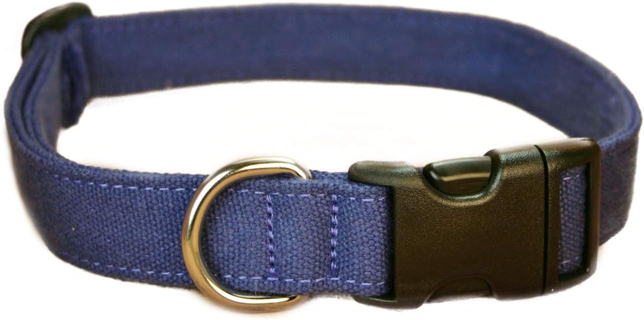 Hemp Canvas Dog Collars - No Pattern (1" Large, Black)