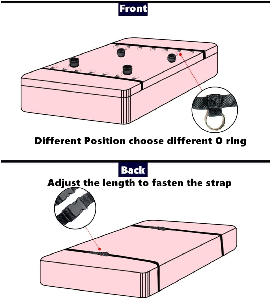Ancla de cama con cinturón de nylon negro para atar las manos y los pies contra el movimiento. (rojo)