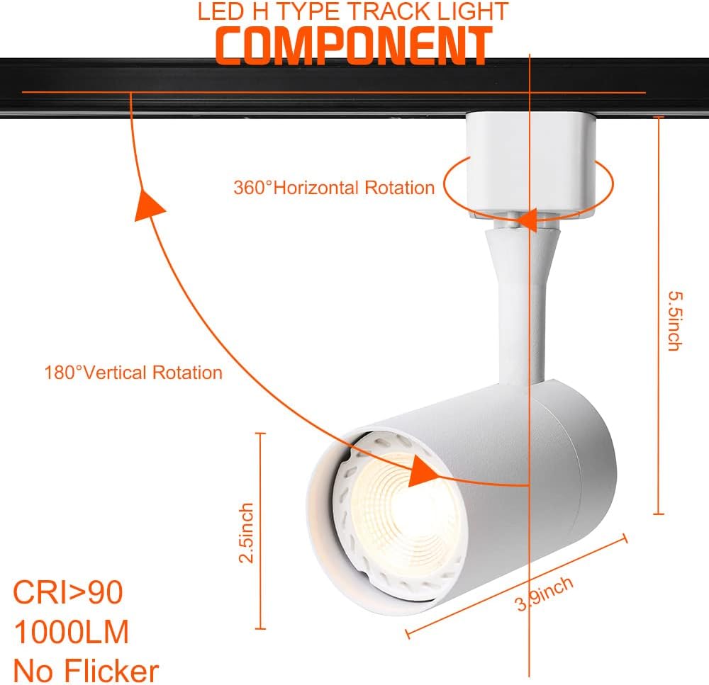 10W Track Lighting Heads,Dimmable H Track Light Heads,Warm White 2700K,Halo Track Light GU10 Bulb for Accent Retail Artwork, Kitchen 120V 36° Angle Halo Type(10 Pack) (2700K(Warm White) White)