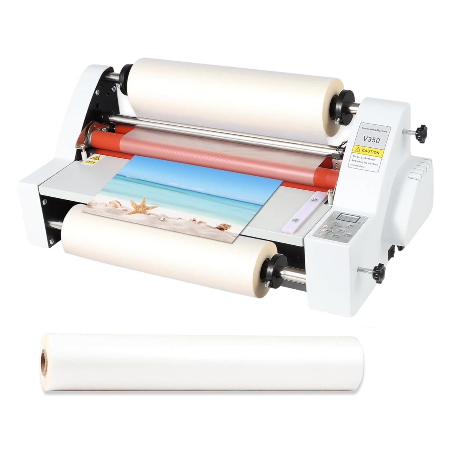 XNZJHPP Professional Hot & Cold Laminating Machine, Dual-Sided Thermal Laminator, Adjustable 0-180℃ Temp Control, Ideals for Paper, Card, Wood, PVC - V480 (V350)