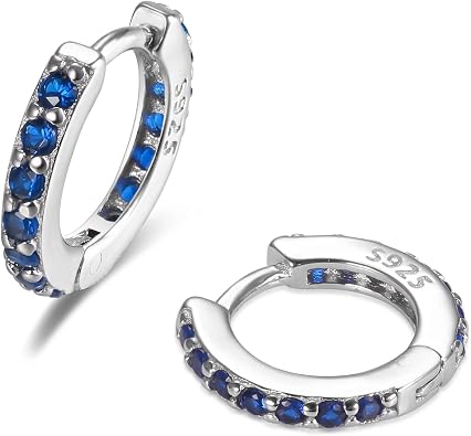 Small Huggie Hoop Earrings for Women, 925 Sterling Silver Tiny Huggie Earring with Cubic Zirconia for Everyday