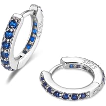 Small Huggie Hoop Earrings for Women, 925 Sterling Silver Tiny Huggie Earring with Cubic Zirconia for Everyday