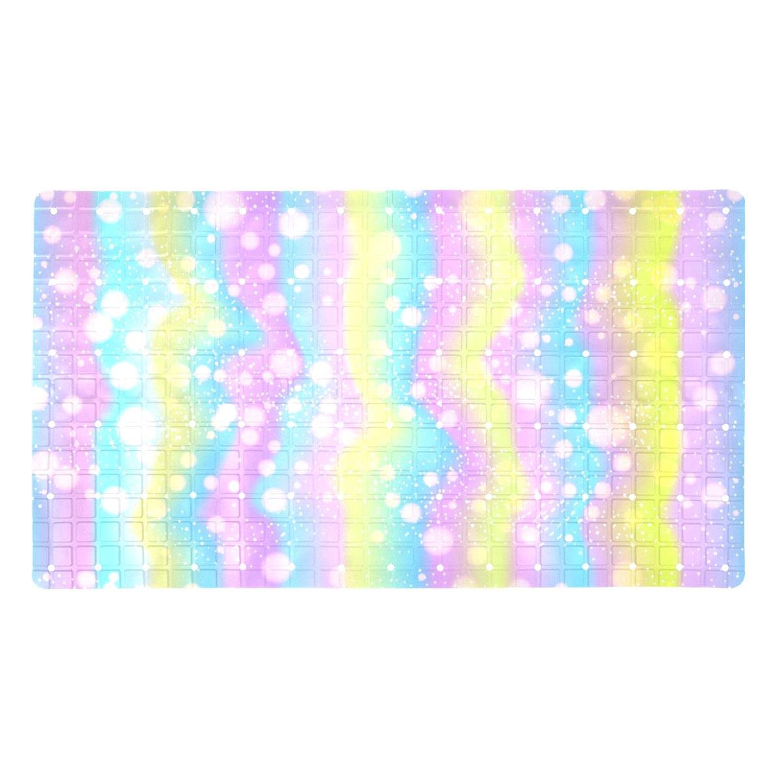 Abenily Rainbow Shower Mat, Non Slip Bath Mat with 112 Suction Cups PVC Bathtub Mat For Bathroom, Hotel, Pet Shower
