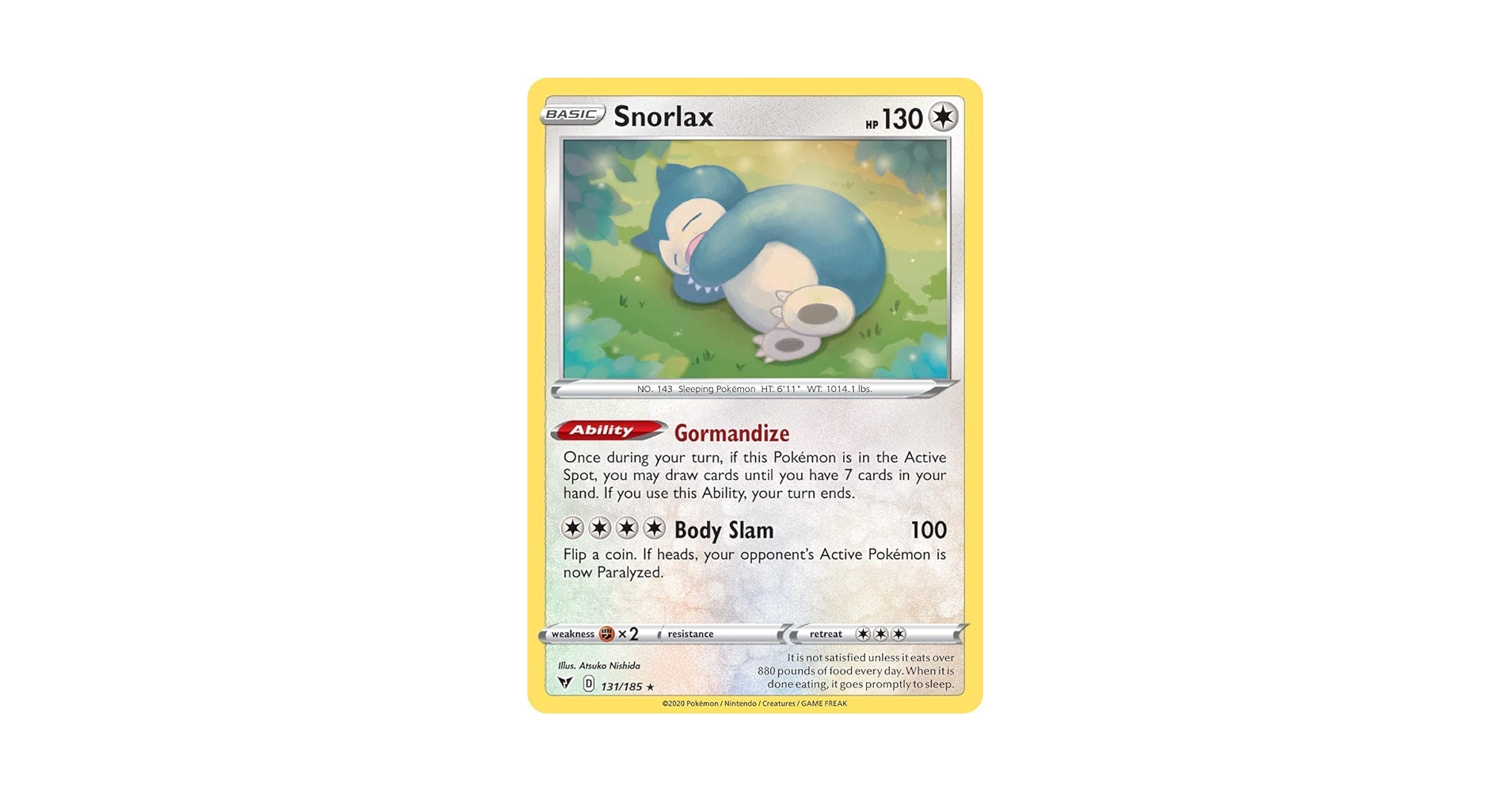 Amazon.com: Pokemon - Snorlax 131/185 - Vivid Voltage - Holo Rare