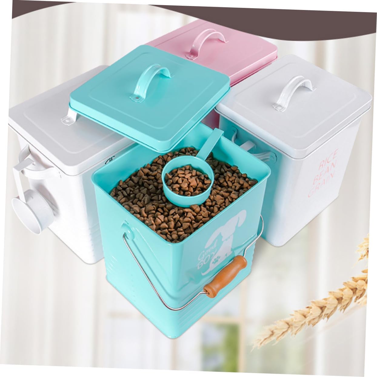 Yardwe Airtight Dog Food Storage Case Spoon for Pet Feeding Watering Supplies