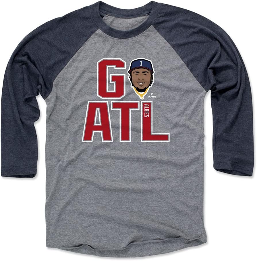 500 LEVEL Ozzie Albies 3/4 Sleeve Raglan T-Shirt - Ozzie Albies GO ATL
