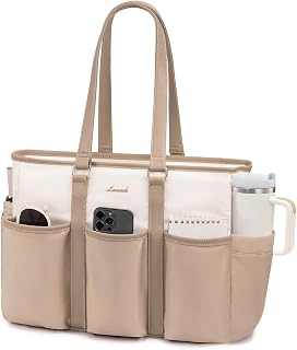 LOVEVOOK Work Tote Bag, 15.6 Inch Laptop Bag for Women Teacher Nurse Mom With Large Cup Holder, Utility Everything Bag For Travel College Daily, Large Computer Purse Handbag, Gift