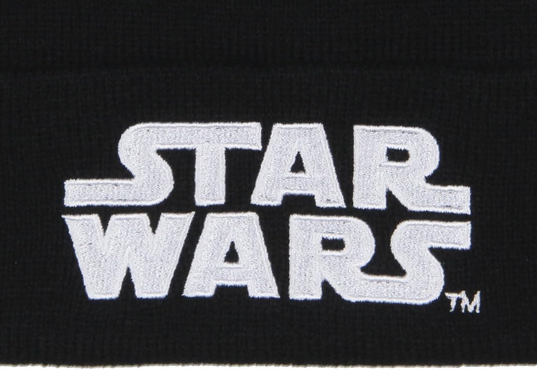 Star Wars Beanie Hat Embroidered Logo Cuff Knit Beanie Cap Black - Image 4