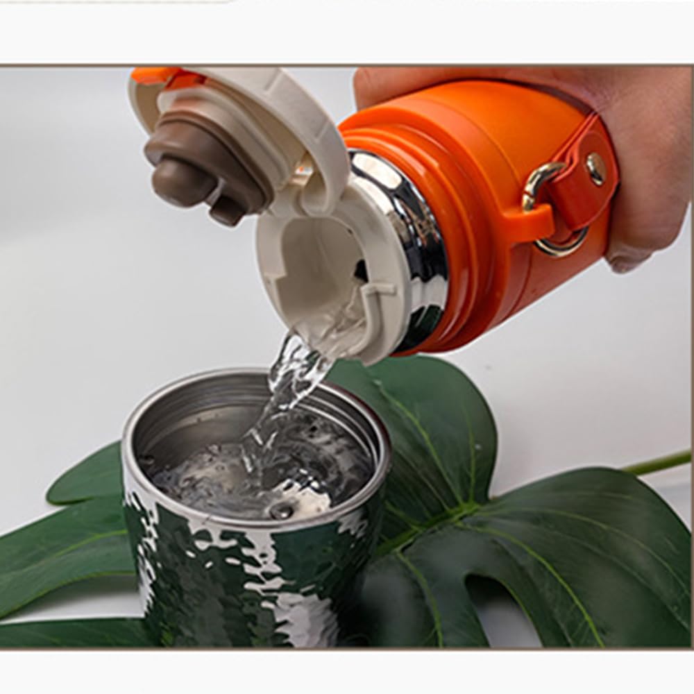 Fortyone Botella de café al vacío de acero inoxidable 316 de alta calidad, con aislamiento al vacío, con infusor de té, retención de calor durante 24 horas, colador de té [500 ml/479.1 g] (naranja)