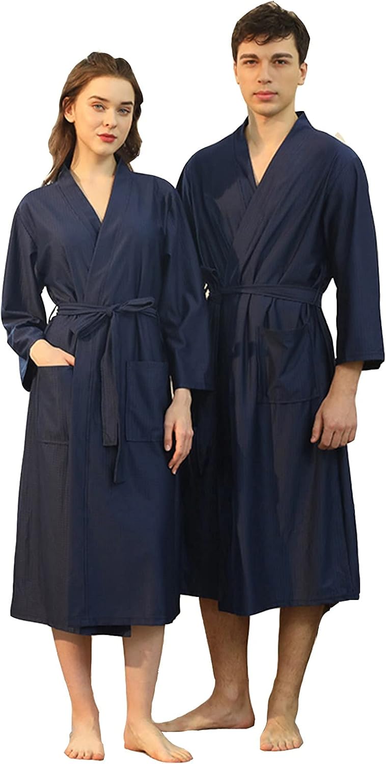 FAMOORE Mens Robes Lightweight,Bath Robe Mens Towel,Bathrobe Terry Bathrobe Cotton Shawl Collar